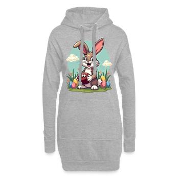 American Football Osterhase Sport Ostern Spaß - Hoodie-Kleid - Grau meliert - Vorne
