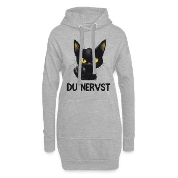 Witzige schwarze Katze sagt: Du nervst - Hoodie-Kleid - Grau meliert - Vorne