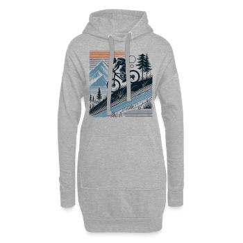 VTT Aventure Vélo Nature - Sweat-shirt à capuche long Femme - gris chiné - Devant