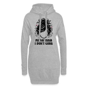 Cheveux en désordre Je m’en fiche Maman Maman Cadeau - Sweat-shirt à capuche long Femme - gris chiné - Devant