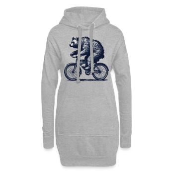 Bear on Bicycle for Cyclist Humor - Hoodie Dress - heather grey - Front