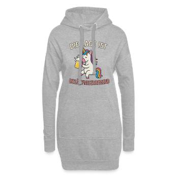Einhorn mit Bier - Hoodie-Kleid - Grau meliert - Vorne