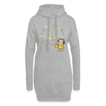 Peace Blumen Blüten - Hoodie-Kleid - Grau meliert - Vorne