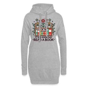 Bücherwurm Lustiger Buch Spruch Florales Kawaii - Hoodie-Kleid - Grau meliert - Vorne