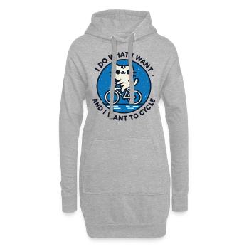 Motif de chat rétro sur un vélo avec humour et puissance - Sweat-shirt à capuche long Femme - gris chiné - Devant