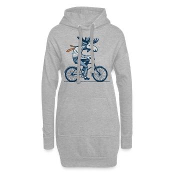 Retro Radfahrer Elch Motiv für echte Fahrradfans - Hoodie-Kleid - Grau meliert - Vorne