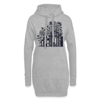 Bücherwurm Leseratte Buchliebhaber im Cottagecore - Hoodie-Kleid - Grau meliert - Vorne
