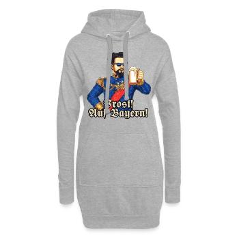 Prost II - Koenig Ludwig mit Bier - RAHMENLOS - Hoodie-Kleid - Grau meliert - Vorne
