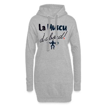 La muscu d abord - Sweat-shirt à capuche long Femme - gris chiné - Devant