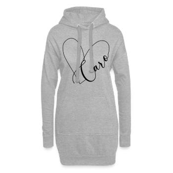 Caro Name Herzlinie - Hoodie-Kleid - Grau meliert - Vorne
