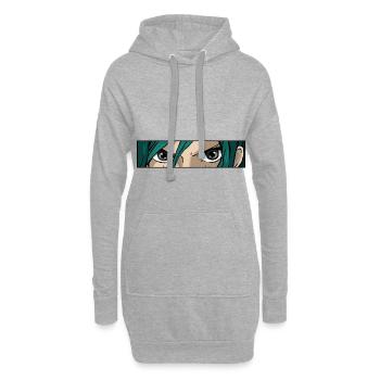 Anime Girl yeux - Sweat-shirt à capuche long Femme - gris chiné - Devant