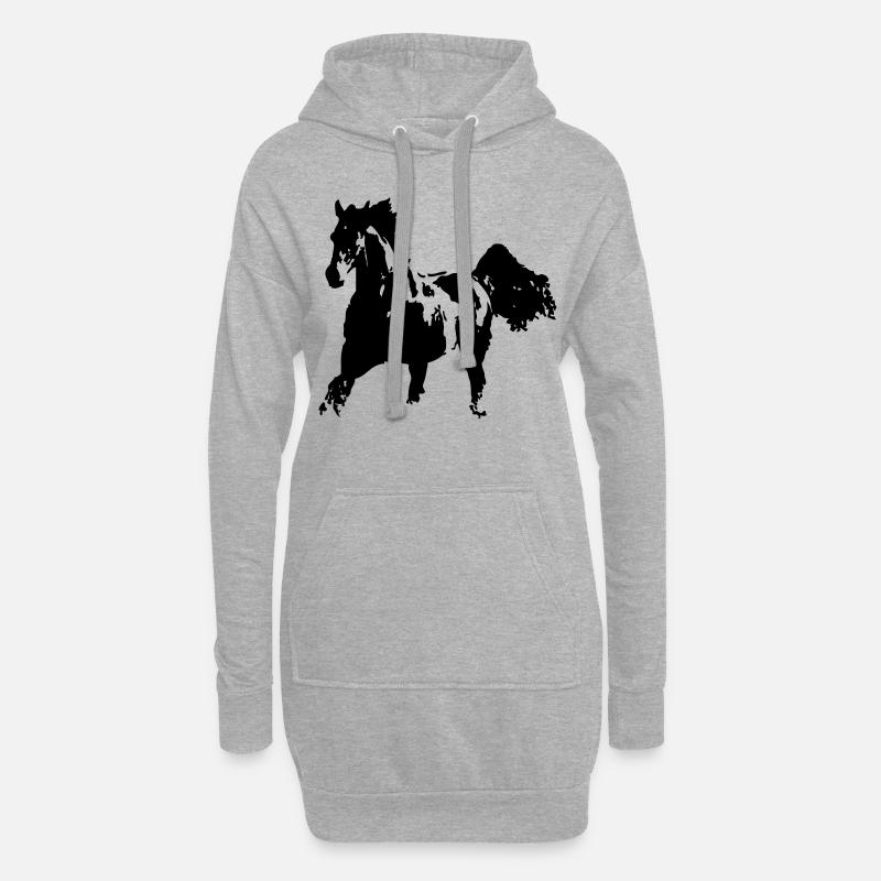 Cheval de course - Sweat-shirt à capuche long Femme - gris chiné
