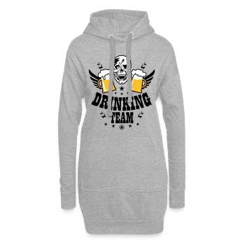 83 Totenkopf Skull 2 Bier DRINKING TEAM Beer - Hoodie-Kleid - Grau meliert - Vorne