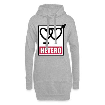 04 HETERO Herzen Liebe Love Heterosexuell - Hoodie-Kleid - Grau meliert - Vorne