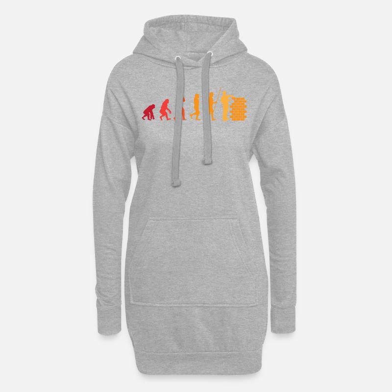 Maurer Evolution | cadeau de constructeur de mur drôle - Sweat-shirt à capuche long Femme - gris chiné