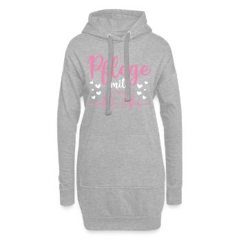 Pflege mit Herz | Altenpflegerin Pflegerin Pflegek - Hoodie-Kleid - Grau meliert - Vorne