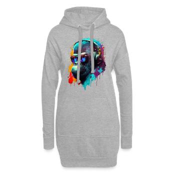 Gorilla Affe DJ Kopfhörer Sonnenbrille Club Musik - Hoodie-Kleid - Grau meliert - Vorne
