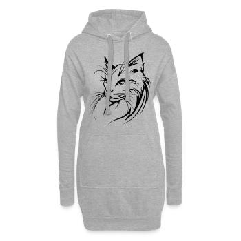 Katze Silhouette Umriss Zeichnung Lineart Kunst - Hoodie-Kleid - Grau meliert - Vorne