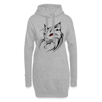Katze Silhouette Umriss Zeichnung Lineart Kunst - Hoodie-Kleid - Grau meliert - Vorne