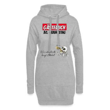 30. Geburtstag Gästebuch Unterschriften Alkohol - Hoodie-Kleid - Grau meliert - Vorne