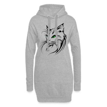 Katze Silhouette Umriss Zeichnung Lineart Kunst - Hoodie-Kleid - Grau meliert - Vorne