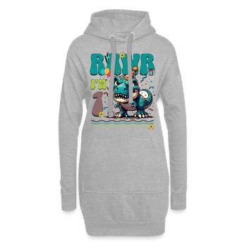 1er anniversaire Rawr T Rex Dinosaure - Sweat-shirt à capuche long Femme - gris chiné - Devant