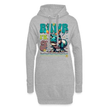 9ème anniversaire Rawr T Rex Dinosaure - Sweat-shirt à capuche long Femme - gris chiné - Devant