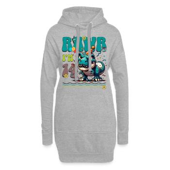 14ème anniversaire Rawr T Rex Dinosaure - Sweat-shirt à capuche long Femme - gris chiné - Devant