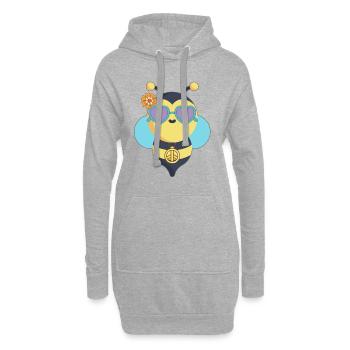 Biene Hippie Peace - Hoodie-Kleid - Grau meliert - Vorne