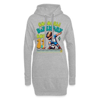 11e anniversaire de football - Sweat-shirt à capuche long Femme - gris chiné - Devant