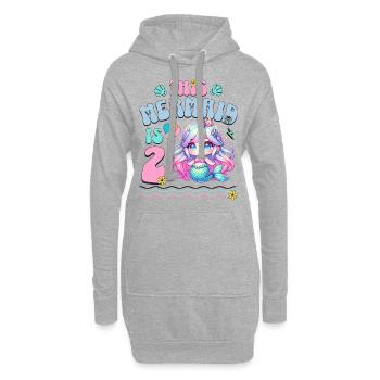 Meerjungfrau 2. Geburtstag Mädchen Kinder - Hoodie-Kleid - Grau meliert - Vorne