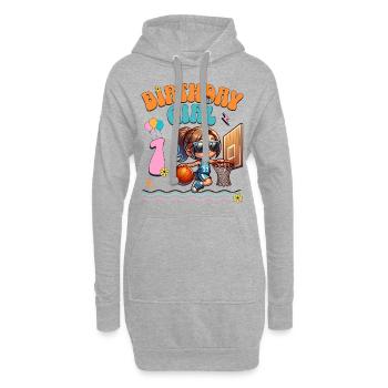 basket-ball 1er anniversaire fille basketteur - Sweat-shirt à capuche long Femme - gris chiné - Devant