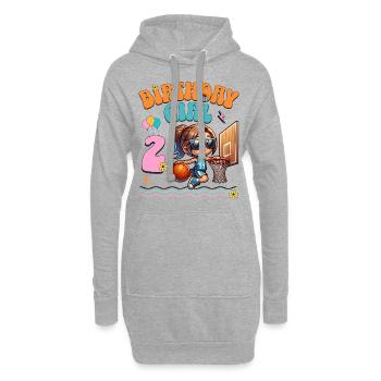 basket-ball 2e anniversaire fille basketteur - Sweat-shirt à capuche long Femme - gris chiné - Devant