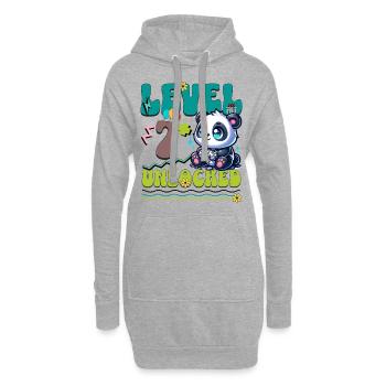 7. Geburtstag Level Unlocked Gaming Panda - Hoodie-Kleid - Grau meliert - Vorne