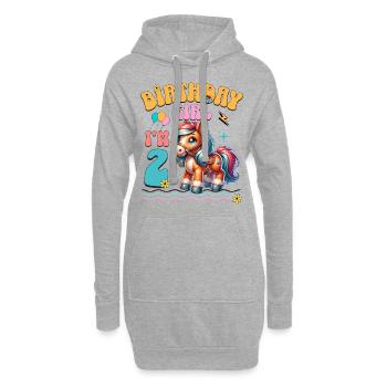 poney 2e anniversaire fille équitation - Sweat-shirt à capuche long Femme - gris chiné - Devant