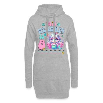Meerjungfrau 8. Geburtstag Mädchen Kinder - Hoodie-Kleid - Grau meliert - Vorne
