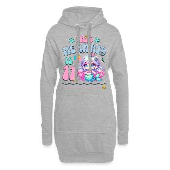 Meerjungfrau 11. Geburtstag Mädchen Kinder - Hoodie-Kleid - Grau meliert - Vorne