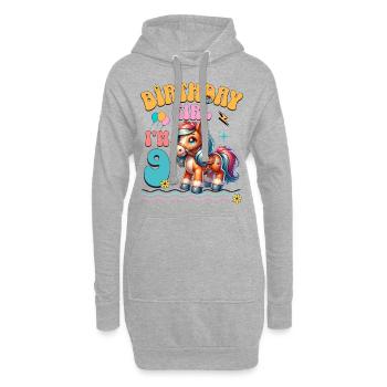 poney 9e anniversaire fille équitation - Sweat-shirt à capuche long Femme - gris chiné - Devant