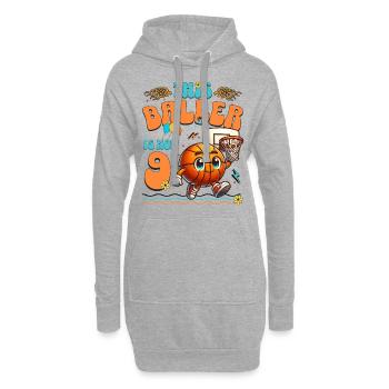 Fête d'anniversaire des enfants du 9ème anniversaire du basket-ball - Sweat-shirt à capuche long Femme - gris chiné - Devant