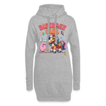 6ème anniversaire fille équitation - Sweat-shirt à capuche long Femme - gris chiné - Devant
