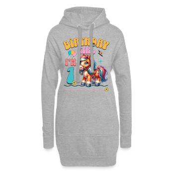 1er anniversaire fille équitation - Sweat-shirt à capuche long Femme - gris chiné - Devant