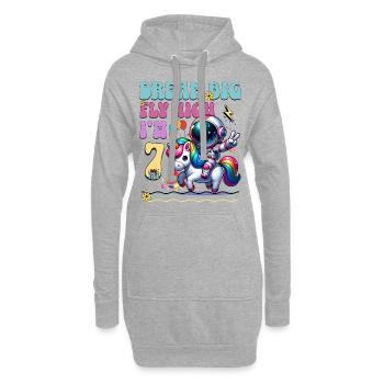 Astronaute Licorne 7e anniversaire - Sweat-shirt à capuche long Femme - gris chiné - Devant