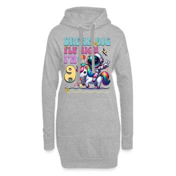 9e anniversaire de l’astronaute Licorne - Sweat-shirt à capuche long Femme - gris chiné - Devant