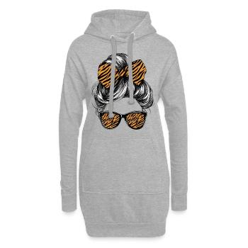 Tiger Frau Sonnenbrille Brille Haare Schleife - Hoodie-Kleid - Grau meliert - Vorne