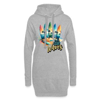 Surfeurs - Sweat-shirt à capuche long Femme - gris chiné - Devant