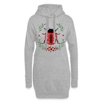 Coccinelle aux fleurs - Sweat-shirt à capuche long Femme - gris chiné - Devant