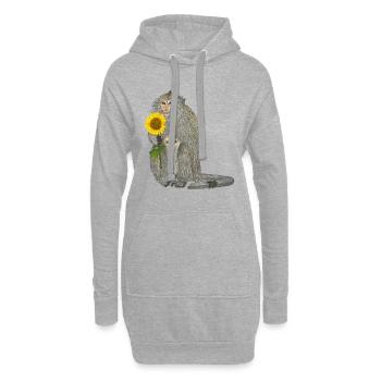 Affe Sonnenblume Makake - Hoodie-Kleid - Grau meliert - Vorne