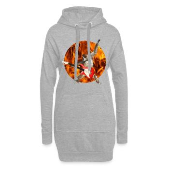 Affe Weißbartgibbon E-Gitarre Feuer lets rock - Hoodie-Kleid - Grau meliert - Vorne