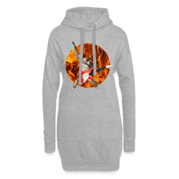 Affe Weißbartgibbon E-Gitarre Feuer lets rock - Hoodie-Kleid - Grau meliert - Vorne