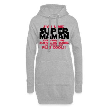 j'ai une super maman - Sweat-shirt à capuche long Femme - gris chiné - Devant